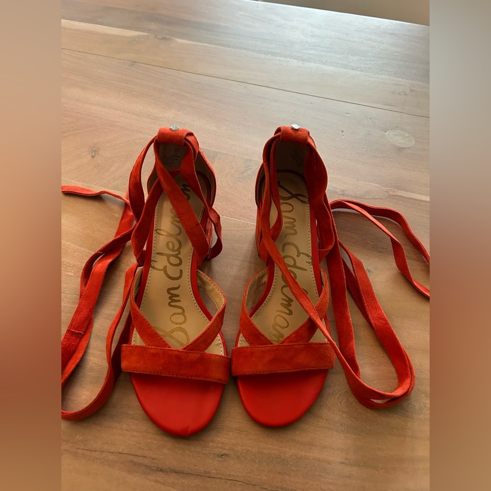 Sam Edelman leather Upper deep orange sandals with straps size 5.5